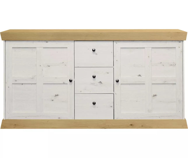 UNICORN Dresser wall unit country white matt anthracite light brown Width 167 cm Depth 44 cm Height 86 cm