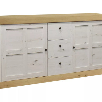 UNICORN Dresser wall unit country white matt anthracite light brown Width 167 cm Depth 44 cm Height 86 cm