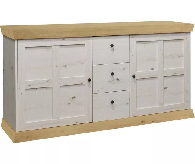 UNICORN Dresser wall unit country white matt anthracite light brown Width 167 cm Depth 44 cm Height 86 cm