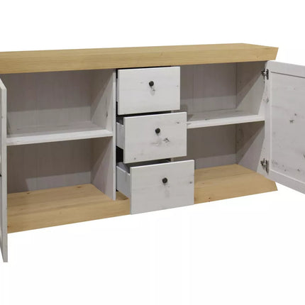 UNICORN Dresser wall unit country white matt anthracite light brown Width 167 cm Depth 44 cm Height 86 cm