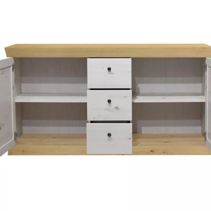 UNICORN Dresser wall unit country white matt anthracite light brown Width 167 cm Depth 44 cm Height 86 cm