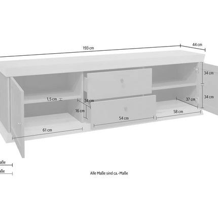 UNICORN TV furniture wall unit country style matt light gray white light brown dark gray Width 193 cm Depth 44 cm Height 62 cm