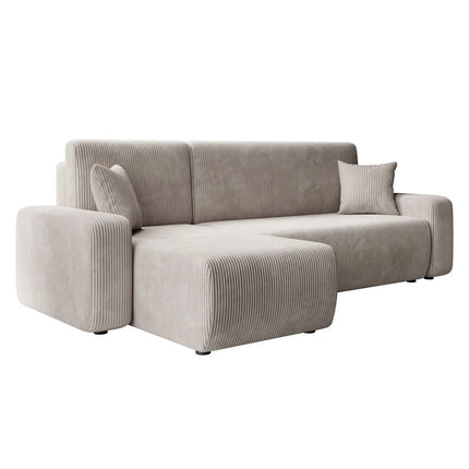 UNICORN Corner sofa 3-seater with chaise longue Ribbed fabric brown beige Width 244 cm Height 82 cm Depth 145 cm Seat height 38 cm Seat depth 50 cm