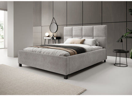 UNICORN Double bed Soline Gray ribbed fabric 160x200 cm