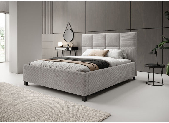 UNICORN Double bed Soline Gray ribbed fabric 160x200 cm
