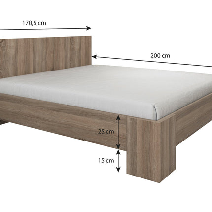 UNICORN Monaco Double Bed - Oak - 160x200 cm