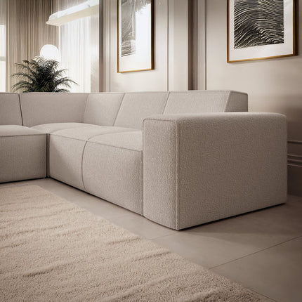 UNICORN Corner sofa 4-seater with chaise longue Teddy fabric white beige gray Width 261 cm Height 80 cm Depth 216 cm