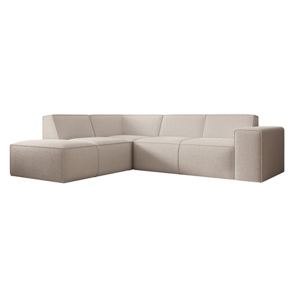 UNICORN Corner sofa 4-seater with chaise longue Teddy fabric white beige gray Width 261 cm Height 80 cm Depth 216 cm
