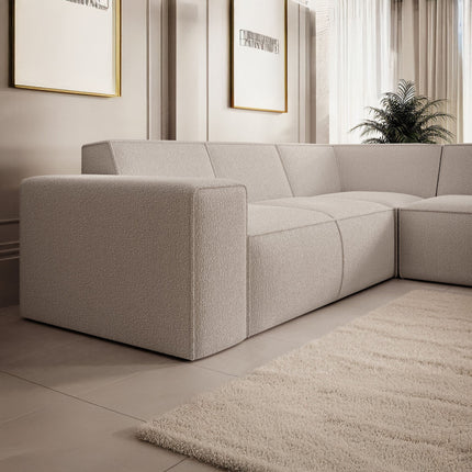 UNICORN Corner sofa 4-seater with chaise longue Teddy fabric white beige gray Width 261 cm Height 80 cm Depth 216 cm