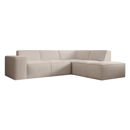 UNICORN Corner sofa 4-seater with chaise longue Teddy fabric gray beige white Width 261 cm Height 80 cm Depth 216 cm