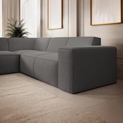 UNICORN Corner sofa 4-seater with chaise longue Teddy fabric white beige gray Width 261 cm Height 80 cm Depth 216 cm