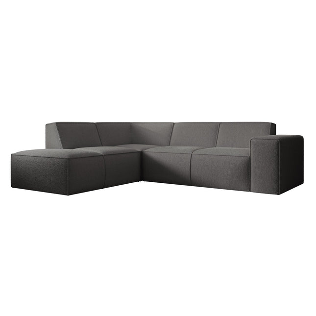 UNICORN  Corner sofa 4-seater with chaise longue Teddy fabric white Width 261 cm Height 80 cm Depth 216 cm