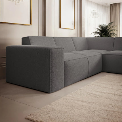 UNICORN Corner sofa 4-seater with chaise longue Teddy fabric white beige gray Width 261 cm Height 80 cm Depth 216 cm