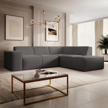 UNICORN Corner sofa 4-seater with chaise longue Teddy fabric white beige gray Width 261 cm Height 80 cm Depth 216 cm