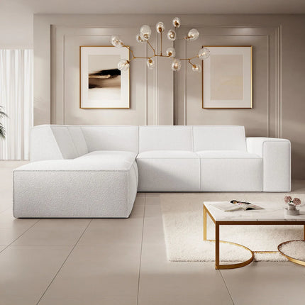 UNICORN Corner sofa 4-seater with chaise longue Teddy fabric white beige gray Width 261 cm Height 80 cm Depth 216 cm