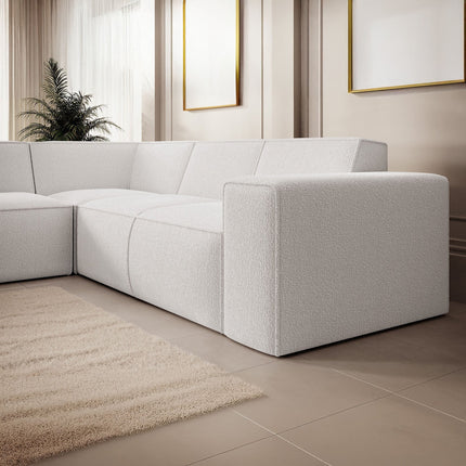 UNICORN Corner sofa 4-seater with chaise longue Teddy fabric beige Grey White