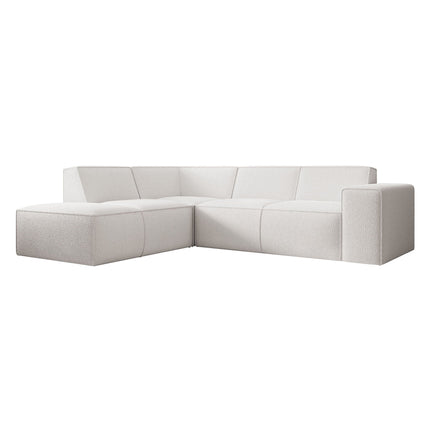 UNICORN  Corner sofa 4-seater with chaise longue Teddy fabric gray beige white Width 261 cm Height 80 cm Depth 216 cm