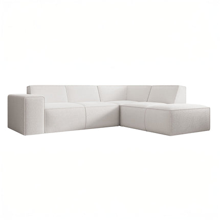 UNICORN Corner sofa 4-seater with chaise longue Teddy fabric white beige gray Width 261 cm Height 80 cm Depth 216 cm