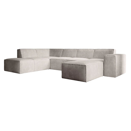 UNICORN Hoekbank 5-zits met chaise longue Ribstof beige grey
