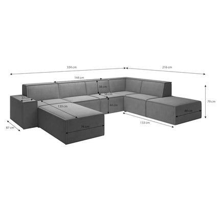 UNICORN Corner sofa 5-seater with chaise longue Fabric beige