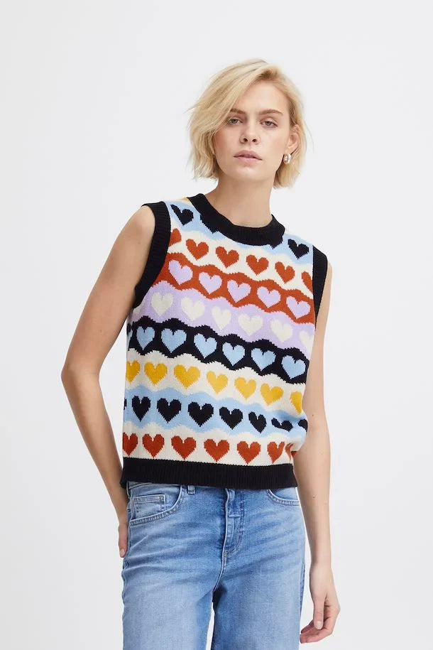 UNICORN Women's sweater vest hearts black xs s m l xl xxl