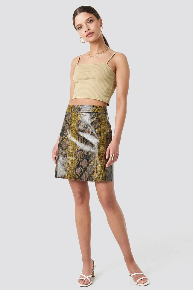 UNICORN Women's skirt snake print yellow brown xxs xs s m l xl xxl xxxl