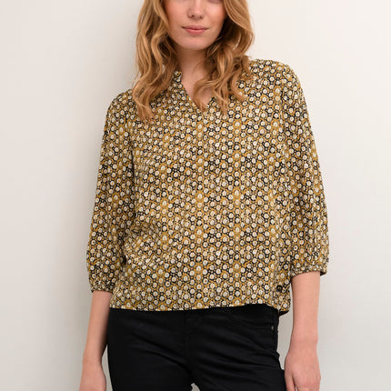 UNICORN Dames blouse narcissus wallpaper goud xs s m l xl xxl xxxl