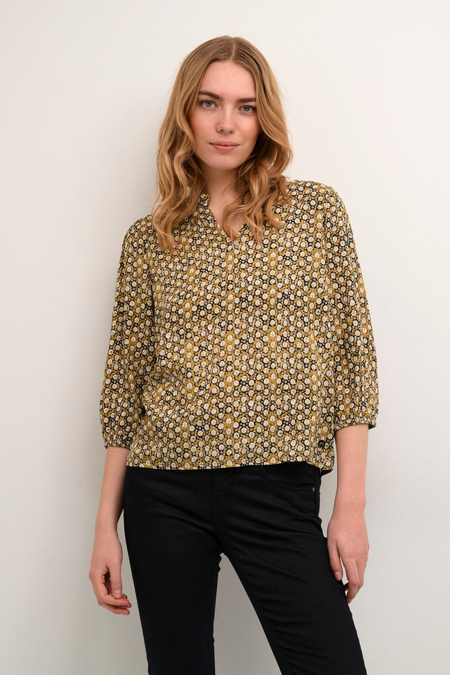 UNICORN Dames blouse narcissus wallpaper goud xs s m l xl xxl xxxl