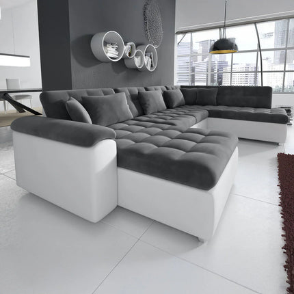 UNICORN Corner sofa 5-seater with chaise longue Velvet black Grey
