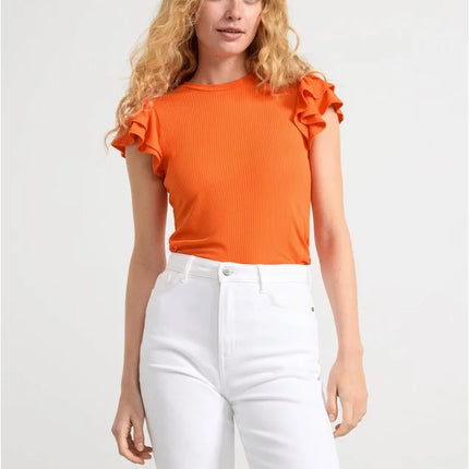 UNICORN Women's shirt with ruffled sleeves orange black light blue xs s m l
