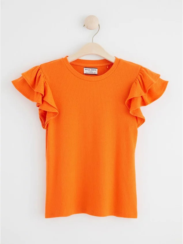 UNICORN Women's shirt with ruffled sleeves orange black light blue xs s m l