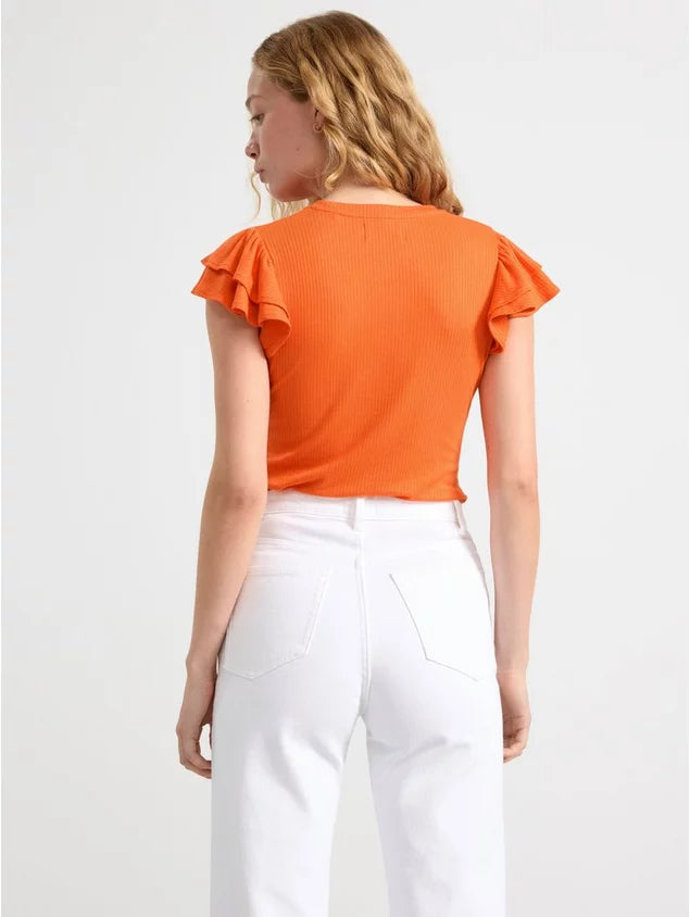 UNICORN Women's shirt with ruffled sleeves orange black light blue xs s m l