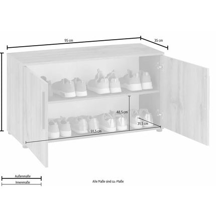 UNICORN Shoe cabinet Dresser white brown gray Width 95 cm Depth 35 cm Height 53 cm