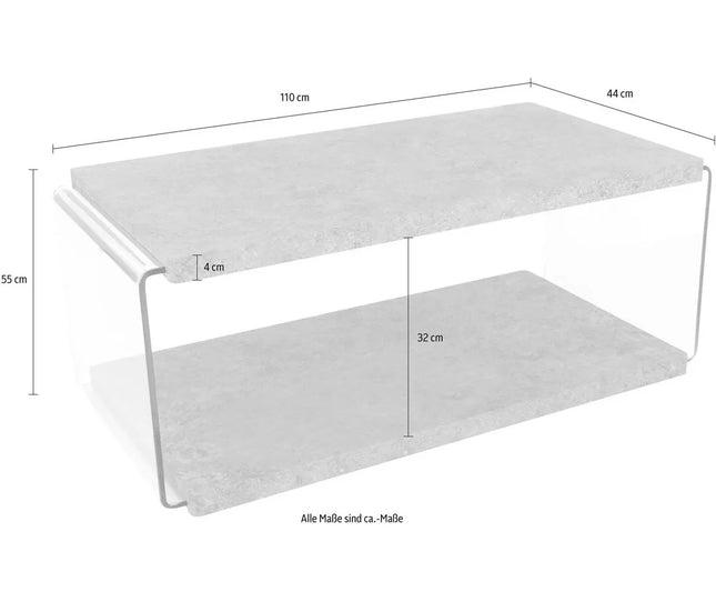 UNICORN Coffee table living room furniture modern gray with glass Width 110 cm Depth 55 cm Height 43 cm