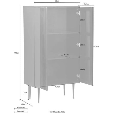 UNICORN Sideboard wall unit modern black metal Width 80 cm Depth 40 cm Height 148 cm