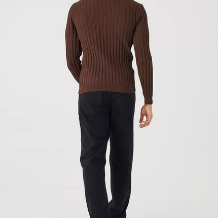 UNICORN Men's sweater ribbed brown xs s m l xl
