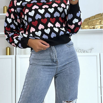 UNICORN Women's sweater hearts black s m l xl