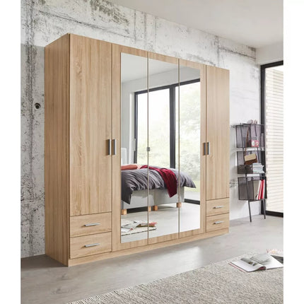UNICORN Wardrobe country modern oak light brown dark gray white Width 225 cm Depth 59 cm Height 210 cm