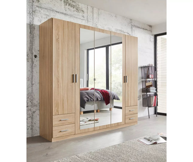 UNICORN Wardrobe country modern oak light brown dark gray white Width 225 cm Depth 59 cm Height 210 cm