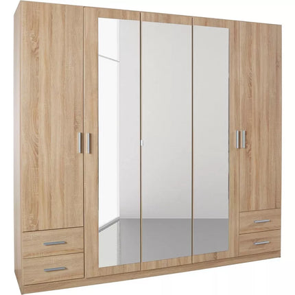 UNICORN Wardrobe country modern oak light brown dark gray white Width 225 cm Depth 59 cm Height 210 cm