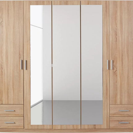 UNICORN Wardrobe country modern oak light brown dark gray white Width 225 cm Depth 59 cm Height 210 cm