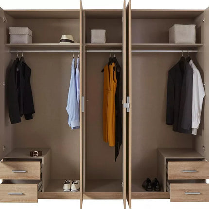 UNICORN Wardrobe country modern oak light brown dark gray white Width 225 cm Depth 59 cm Height 210 cm