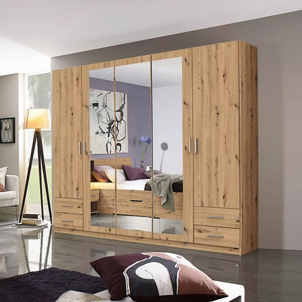 UNICORN Wardrobe country modern oak light brown dark gray white Width 225 cm Depth 59 cm Height 210 cm