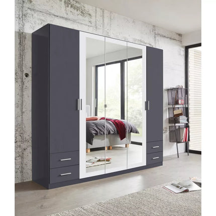 UNICORN Wardrobe country modern oak light brown dark gray white Width 225 cm Depth 59 cm Height 210 cm