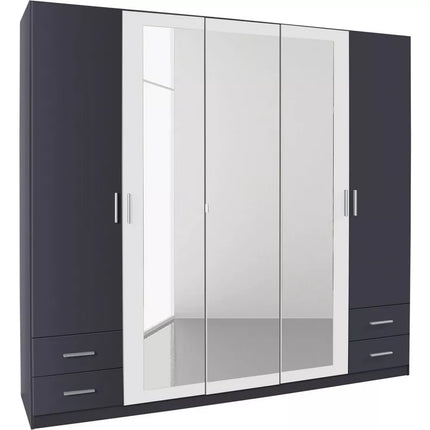 UNICORN Wardrobe country modern oak light brown dark gray white Width 225 cm Depth 59 cm Height 210 cm