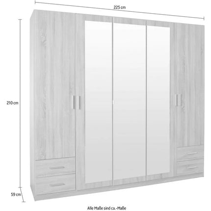 UNICORN Wardrobe country modern oak light brown dark gray white Width 225 cm Depth 59 cm Height 210 cm