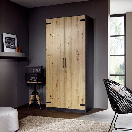 UNICORN Industrial wardrobe matt dark gray brown width 91 cm depth 54 cm height 197 cm