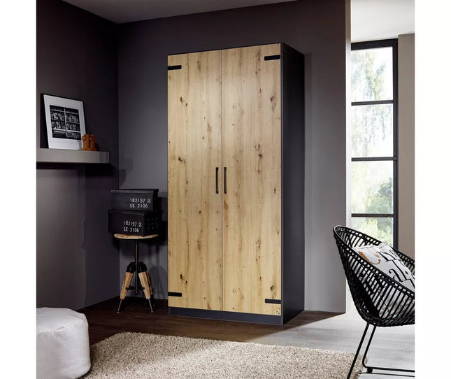 UNICORN Industrial wardrobe matt dark gray brown width 91 cm depth 54 cm height 197 cm
