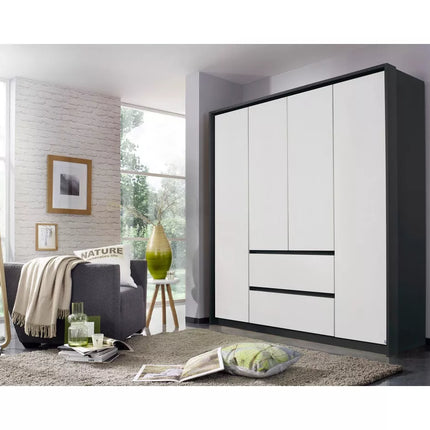 UNICORN Wardrobe modern white black brown Width 185 cm Depth 58 cm Height 212 cm