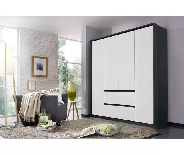 UNICORN Wardrobe modern white black brown Width 185 cm Depth 58 cm Height 212 cm